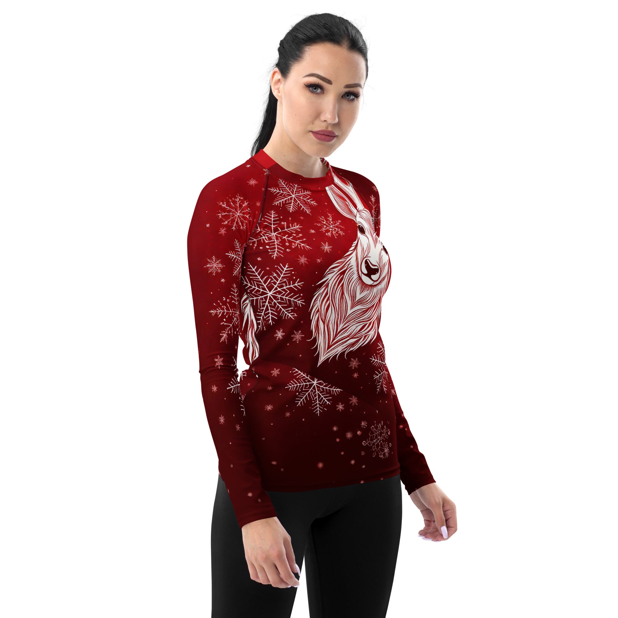 Red and White Christmas Girl's Pullover. Christmas Long Sleeved Sweater Party Top. WickedYo.